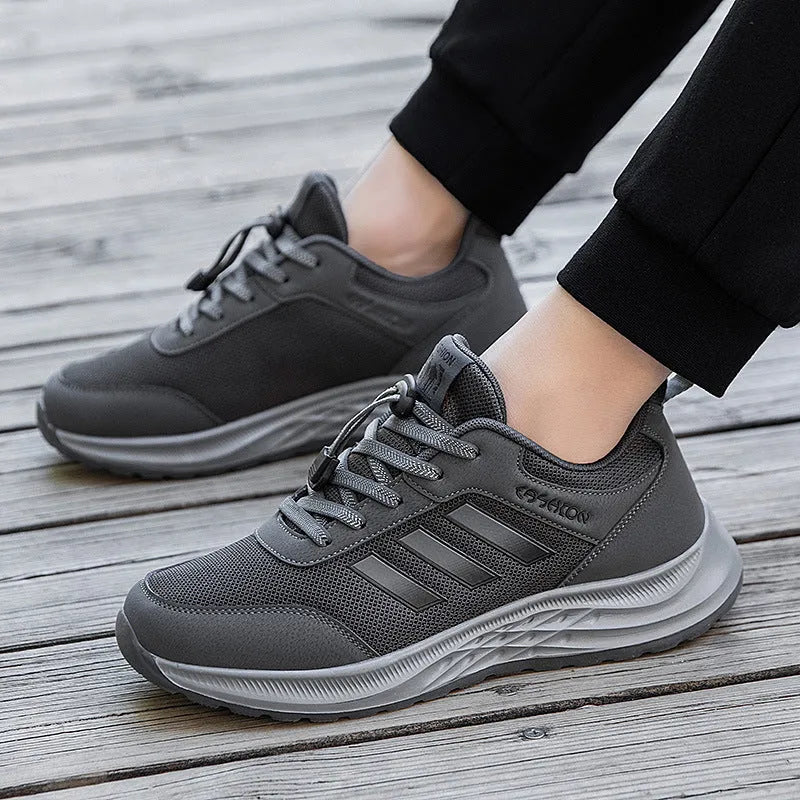 Men's and women's elastic band mom shoes with mesh upper in multiple colours and sizes.