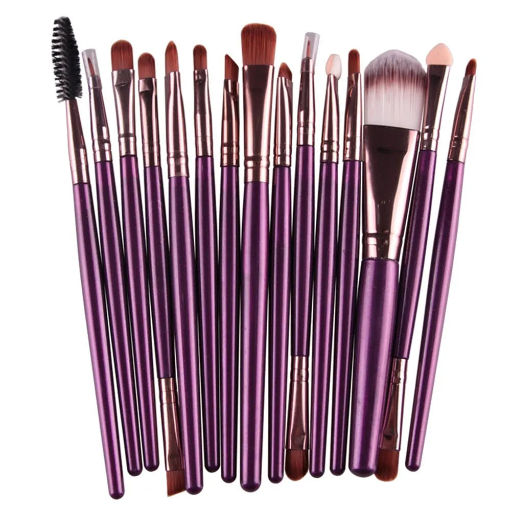 18-piece makeup brush set with fan-shaped cosmetic tools for professional application