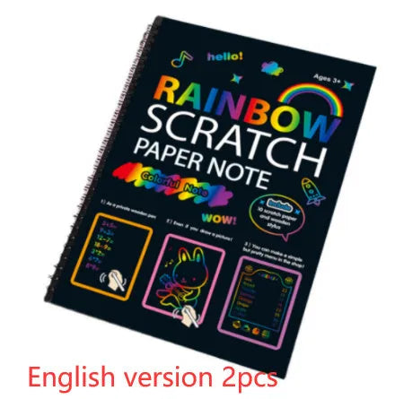Children's large scratch art paper with colourful puzzle designs measuring 26x19cm