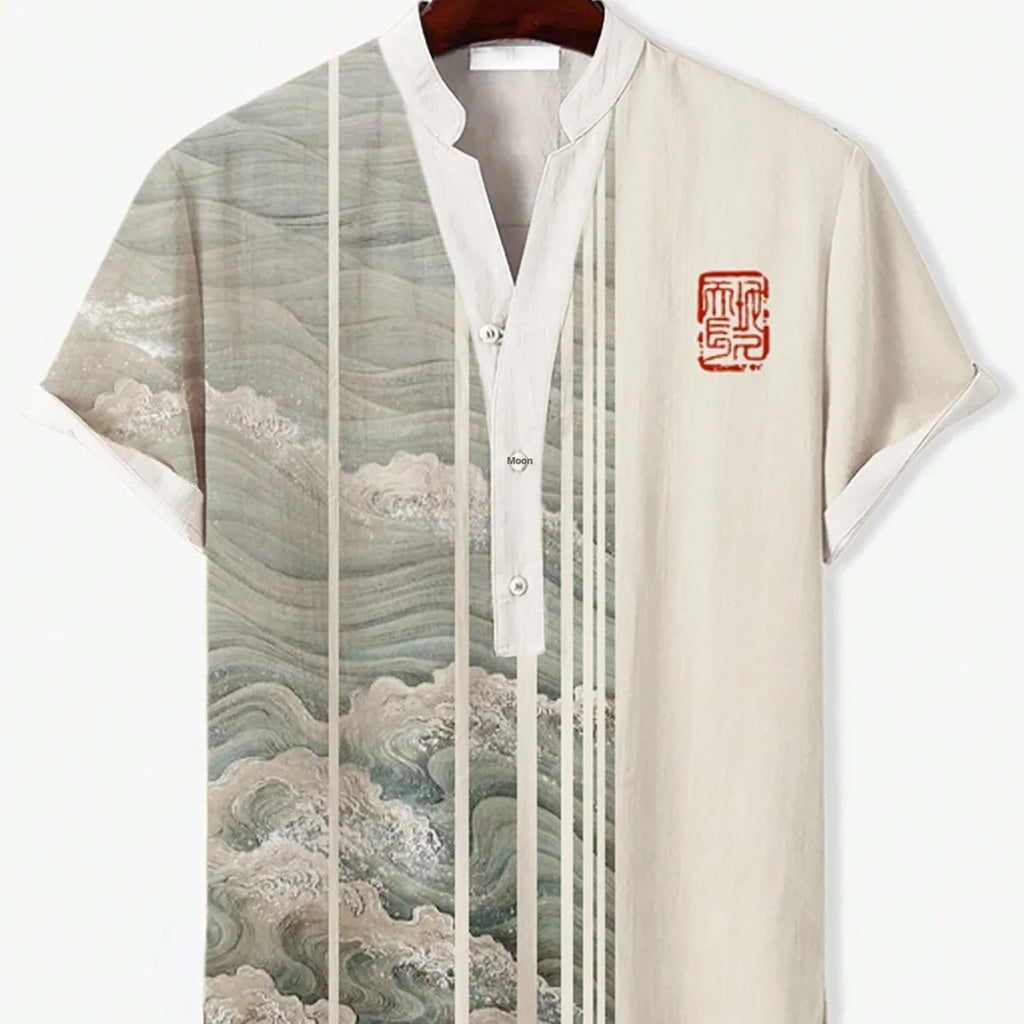 Short sleeve casual shirt with a vibrant 3D digital animal pattern print on the front.
