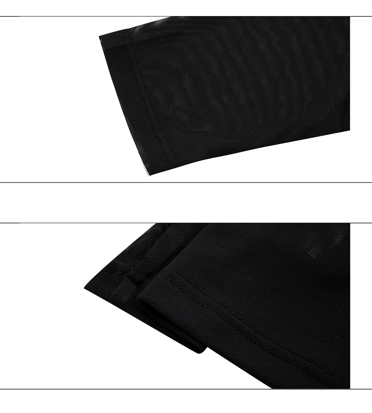 Men's black slim fit long sleeve mesh shirt with ice-feel fabric on hanger