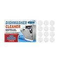 Pack of 12 household dishwasher and washing machine cleaning tablets with descaling formula
