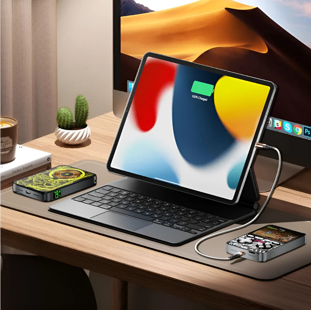 Game Machine portable battery 15W magnetic wireless fast charger in Black