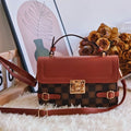 Retro small square crossbody bag with ethnic stitching patterns and file pocket