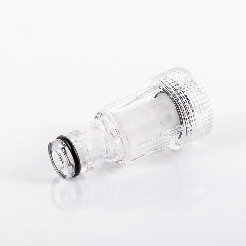 Transparent plastic inlet joint for Karcher pressure washers with 3cm diameter connector