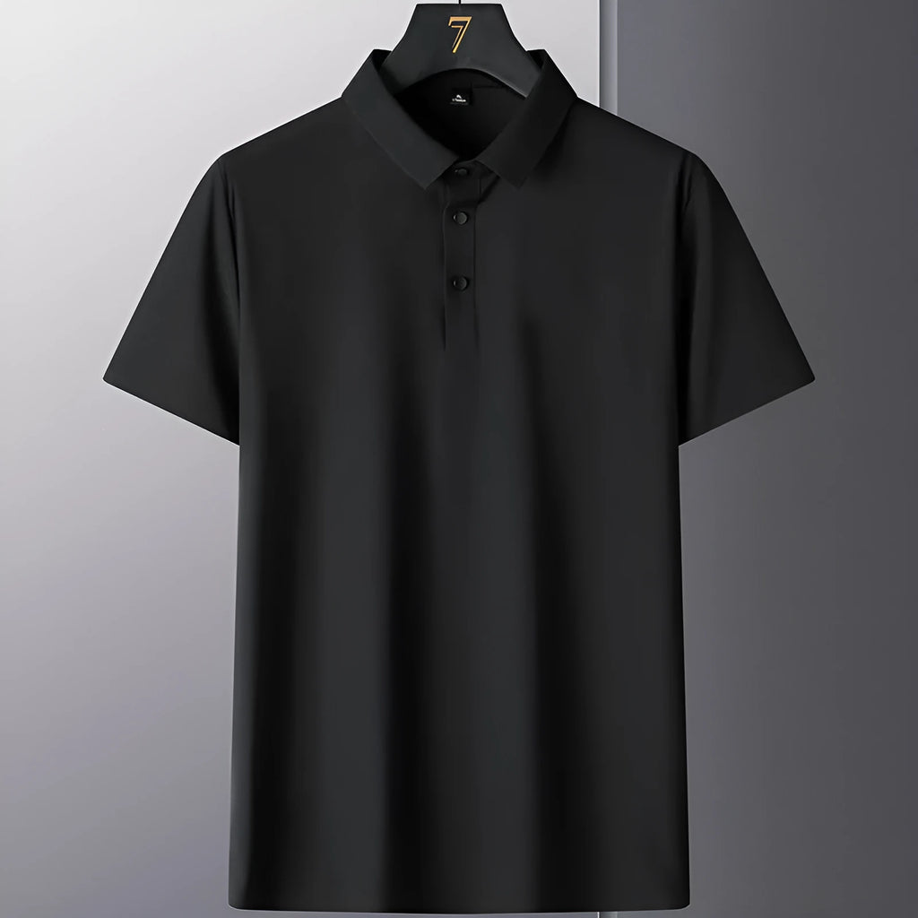Men's non-ironing business casual shirt in solid colour with short sleeves