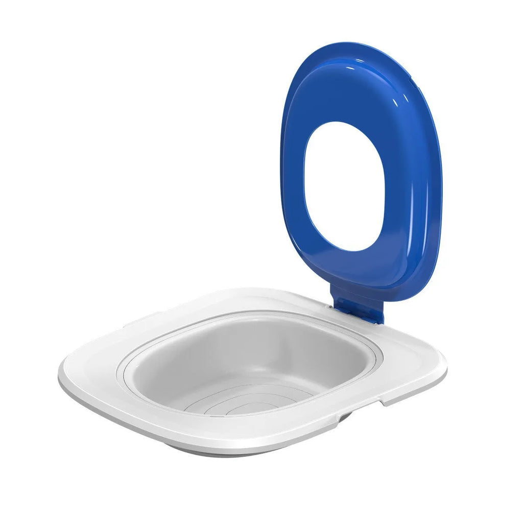 Fifth generation cat litter training mat and tray set in blue colour on a white background.