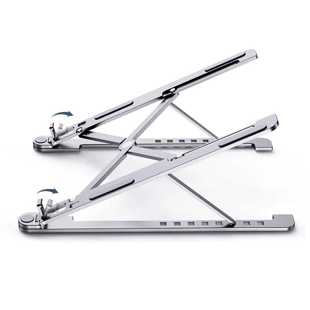 Aluminum portable laptop stand adjustable height for notebooks in silver colour