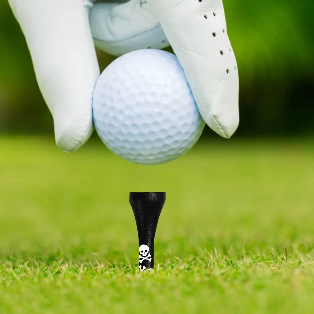 Black skull print bamboo dowel pins for golf accessories in 70mm and 83mm lengths