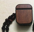 Walnut wooden clamshell case for AirPods 1/2 with vintage solid colour finish and bamboo texture