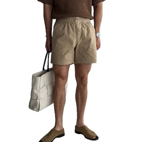 Cotton loose fit sports shorts in black white khaki colours with summer casual design