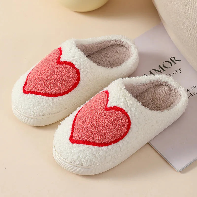 Women's plush cartoon pattern slippers with a non-slip PVC sole in Big Love design