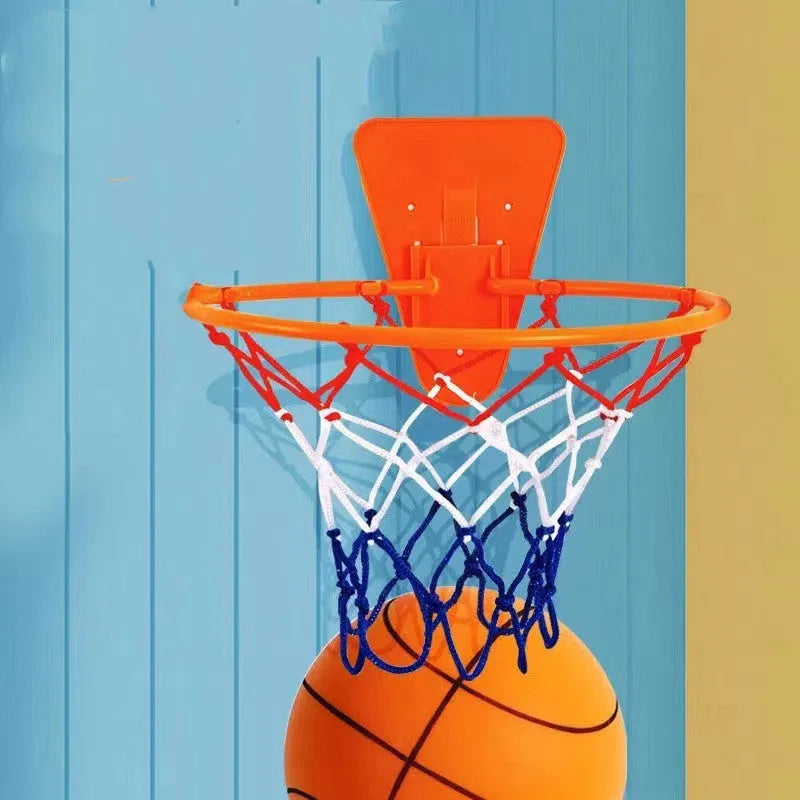 Silent high density foam basketball in assorted colours with basketball frame
