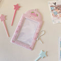 Cartoon strawberry or four-leaf clover PVC card holder measuring 7.6 by 13.6 centimetres.