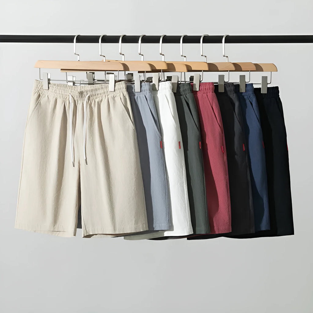 Solid colour cotton linen cropped trousers with a drawstring waist in Army Green