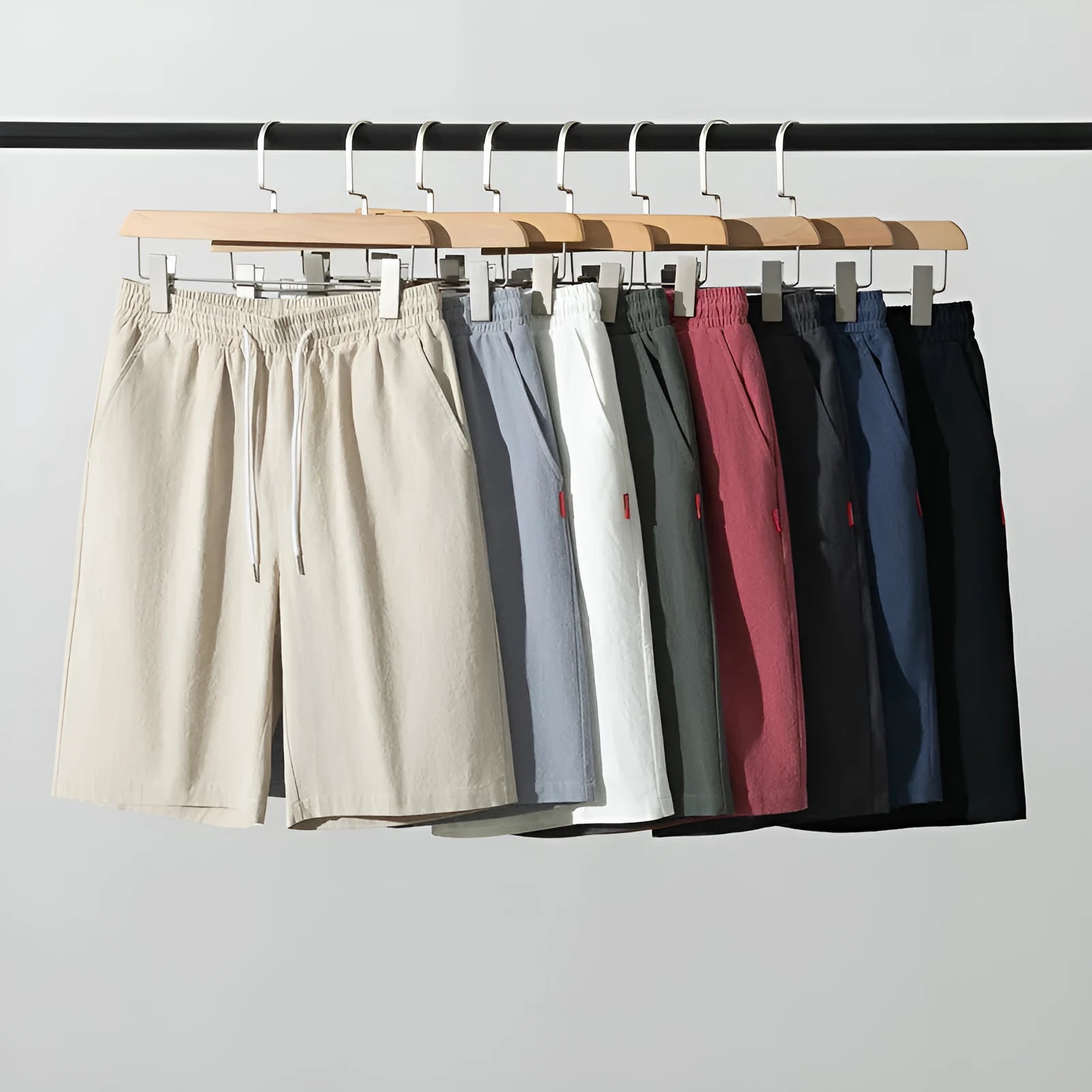 Solid colour cotton linen cropped trousers with a drawstring waist in Army Green