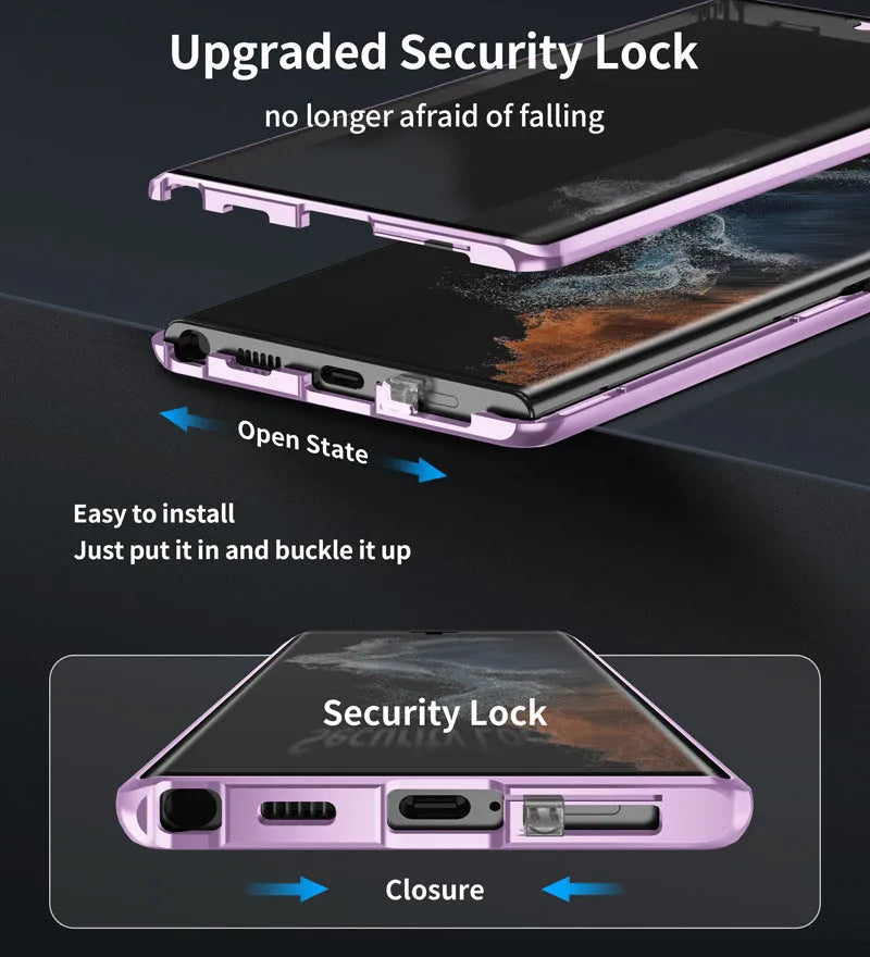 Universal magnetic mirror phone case with peep-proof design for Samsung smartphones in multiple colours