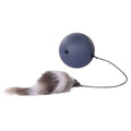 Interactive cat toy ball plush mouse with two removable tails in blue and orange colours