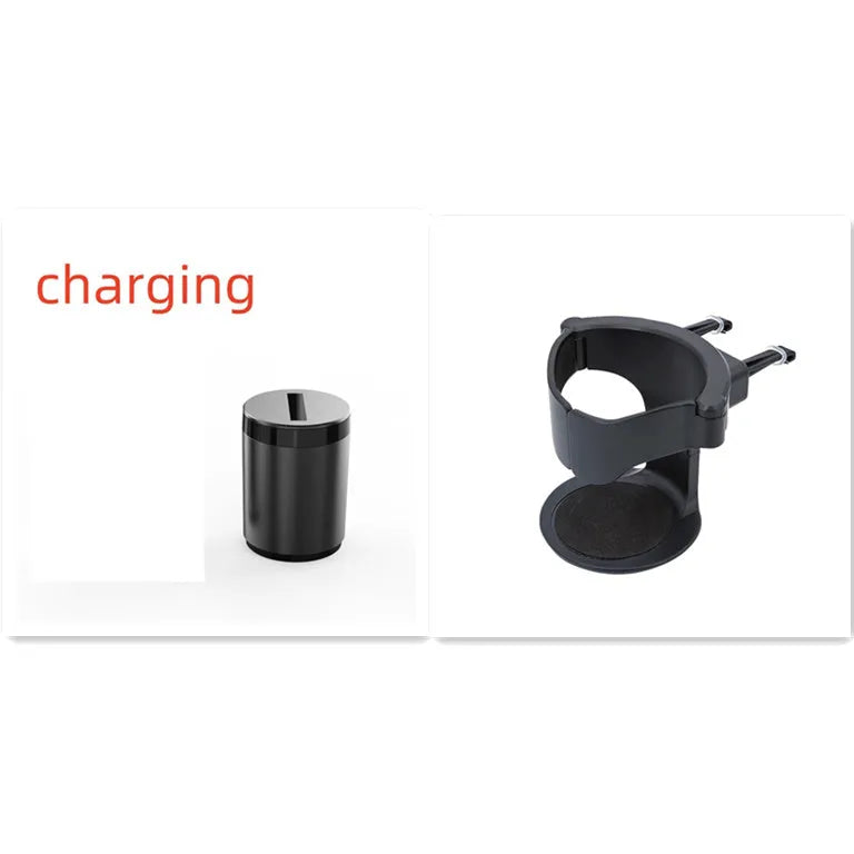 Grey aluminium intelligent induction ashtray with automatic opening lid for car use.