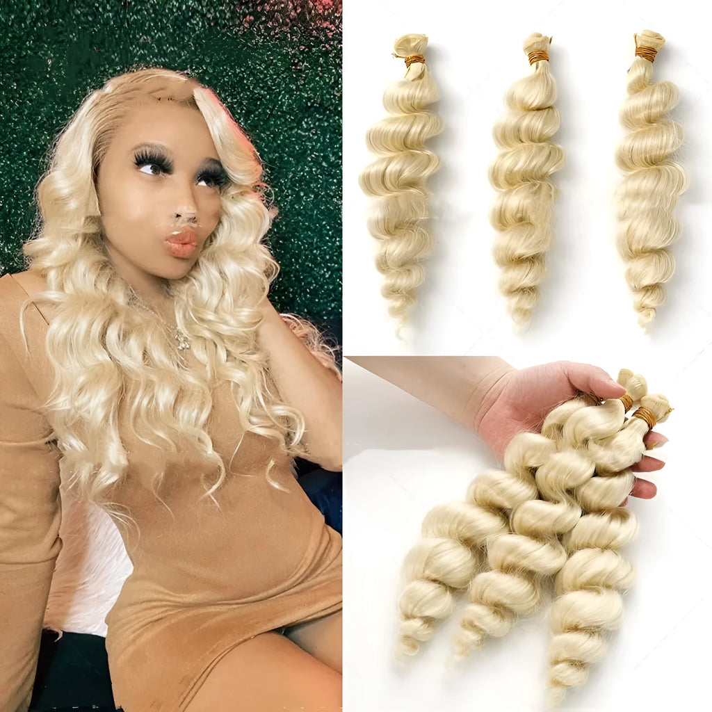 Golden synthetic hair weft wig for women available in three length options