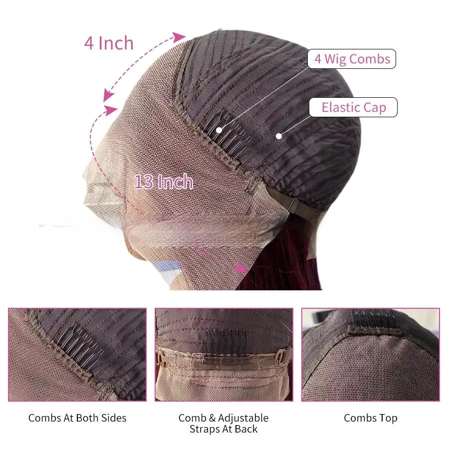 Human hair lace front wig showing natural hairline with lace detail and length options