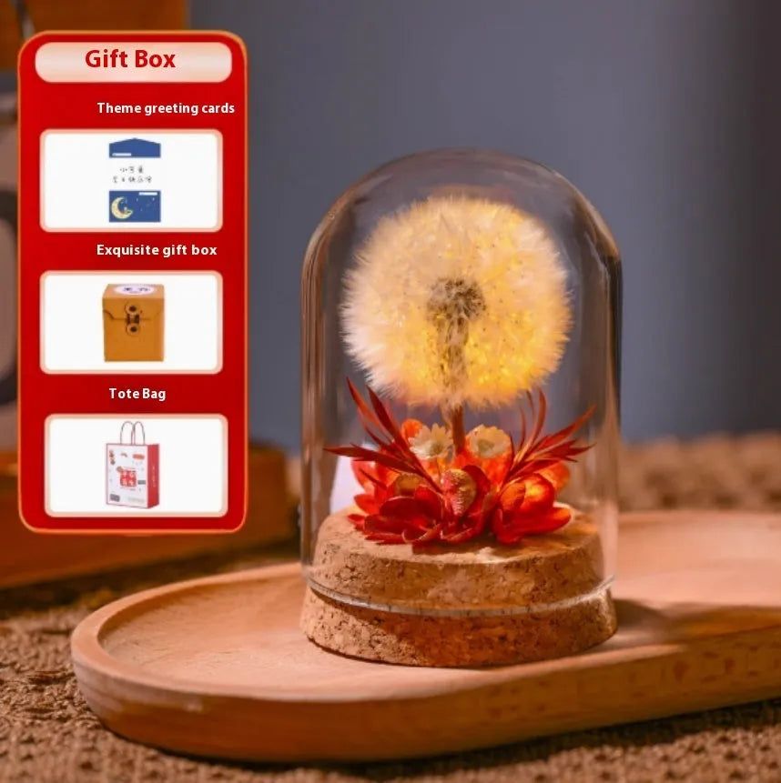 Glass dandelion night light ornament in gradient colour options