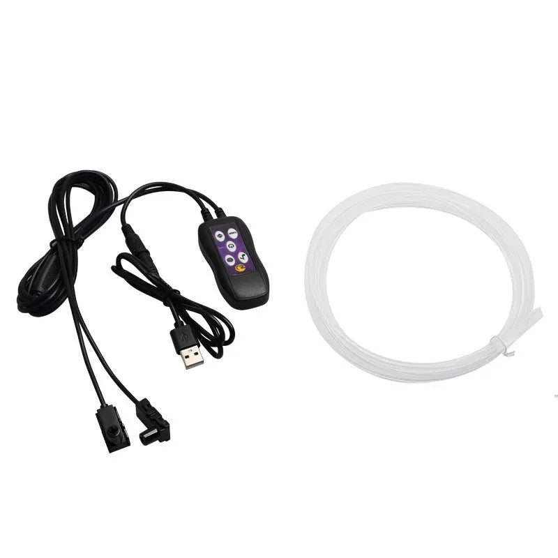 Flexible PVC USB car LED ambient light strip for dashboard and centre console colour-changing decoration.