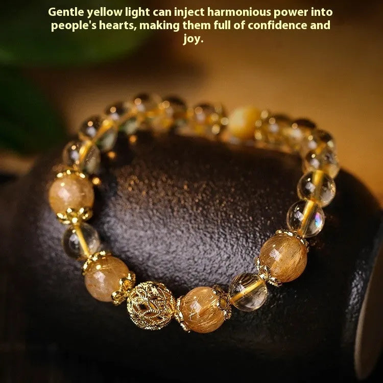 Retro hydrangea design bracelet with artificial crystal elements in amethyst gold or yellow gold colour options