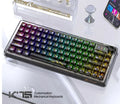 Attack Shark K75 transparent wireless mechanical keyboard with RGB backlighting on a desk