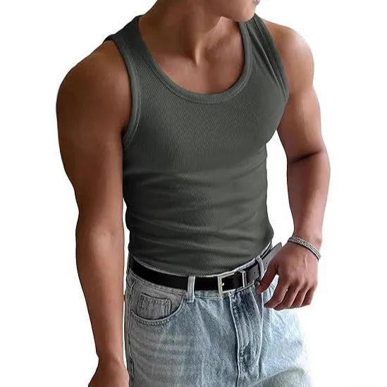 Men's black polyester workout T-shirt with round neck and tight fit for sports.