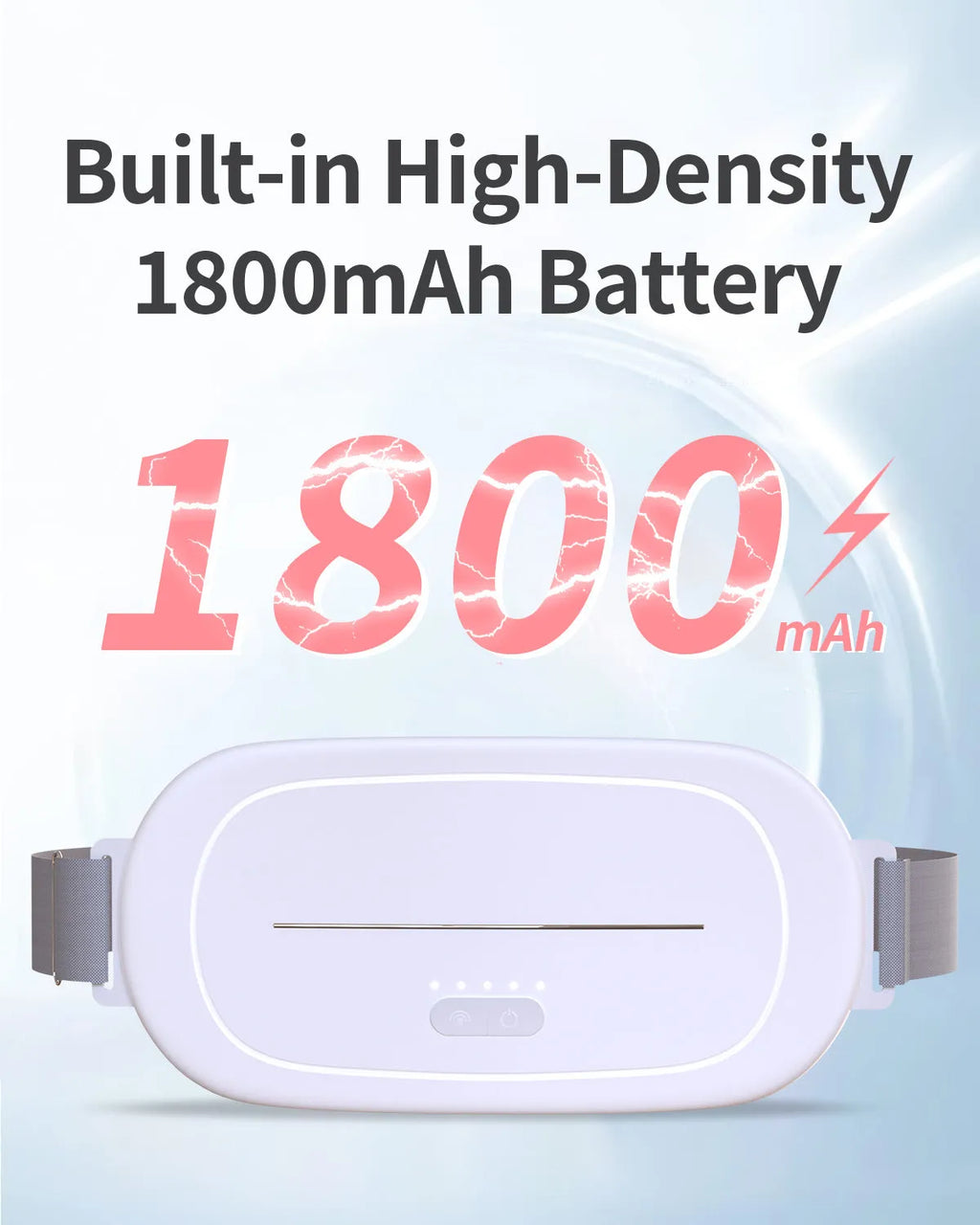 White uterine warming device with adjustable controller and fastening strap.