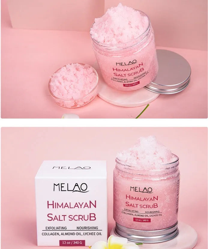 Himalayan Salt Body Scrub Cream 340g exfoliating moisturiser in white tub