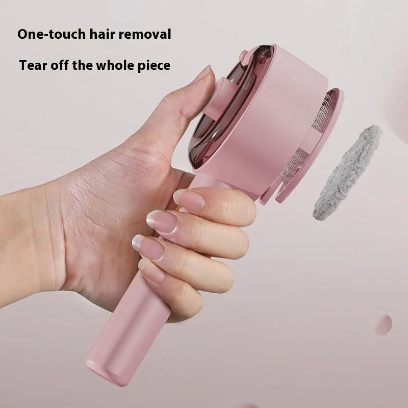 Ceramic White pet grooming brush with UVC light, mist spray nozzle, and soft needle head for dogs and cats.