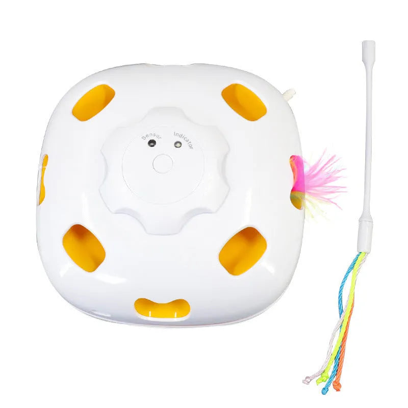 Plastic cat self-play toy teaser in picture colour, dimensions 19.8x11.5x19.5 cm