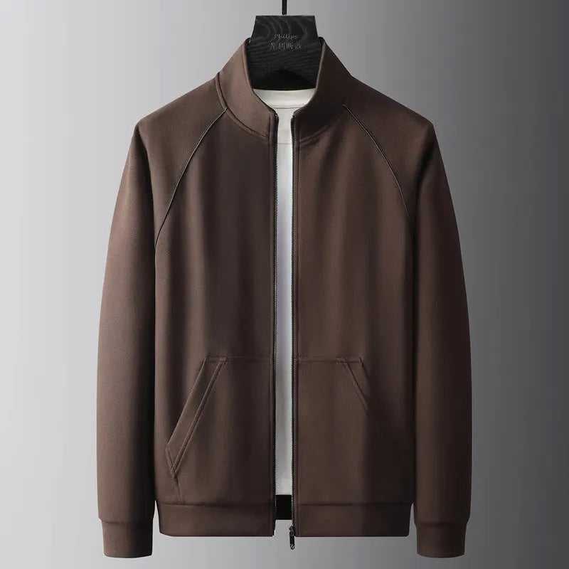 Men's slim-fit stand collar tracksuit set in polyvinyl alcohol fibre with coat and pants