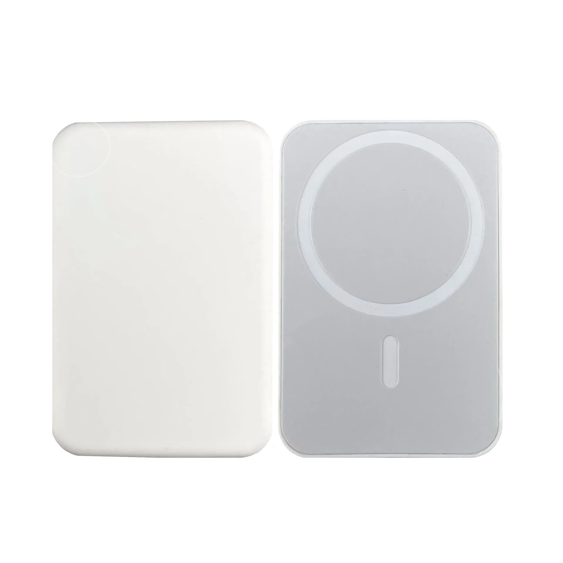 White magnetic wireless charger power bank with 5000mAh capacity and compact design