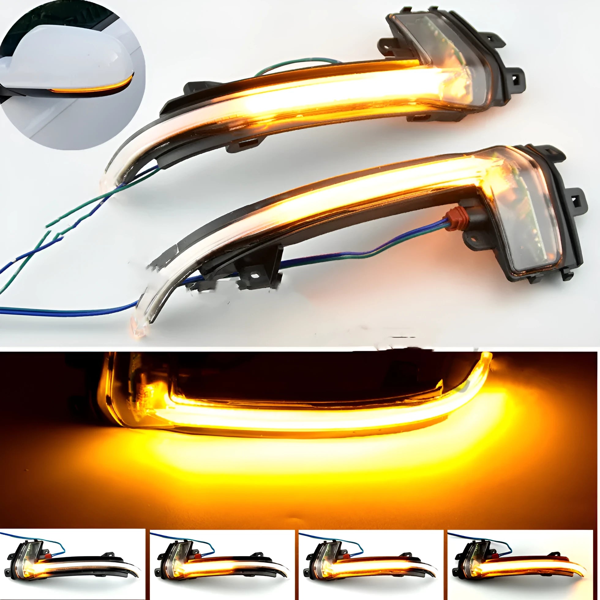 Dynamic LED mirror turn signal indicators for Audi A4 B8 and B8.5 models in black and white options