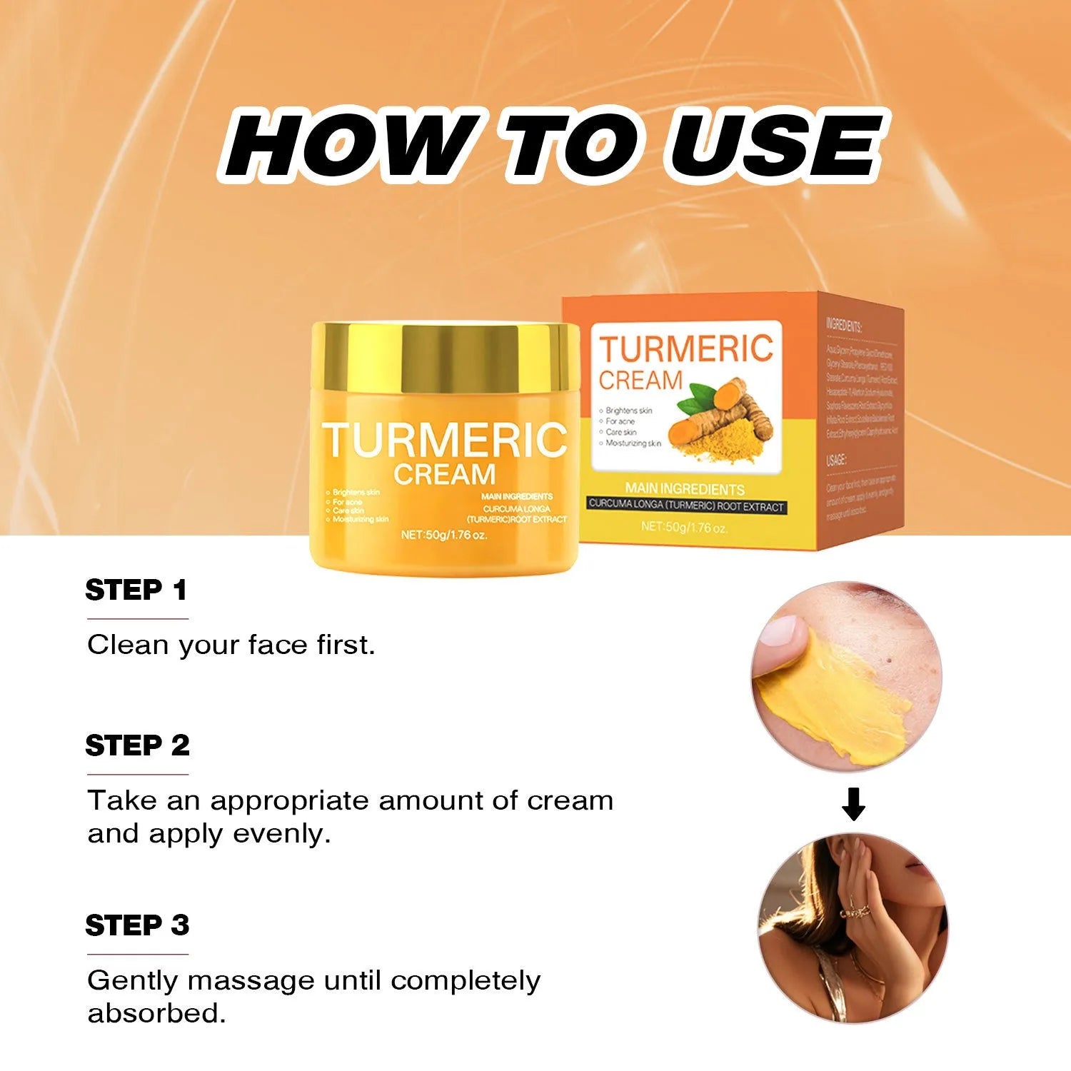 50g moisturising skin cream jar with hydrating and brightening formula measuring 53mm × 53mm × 48mm