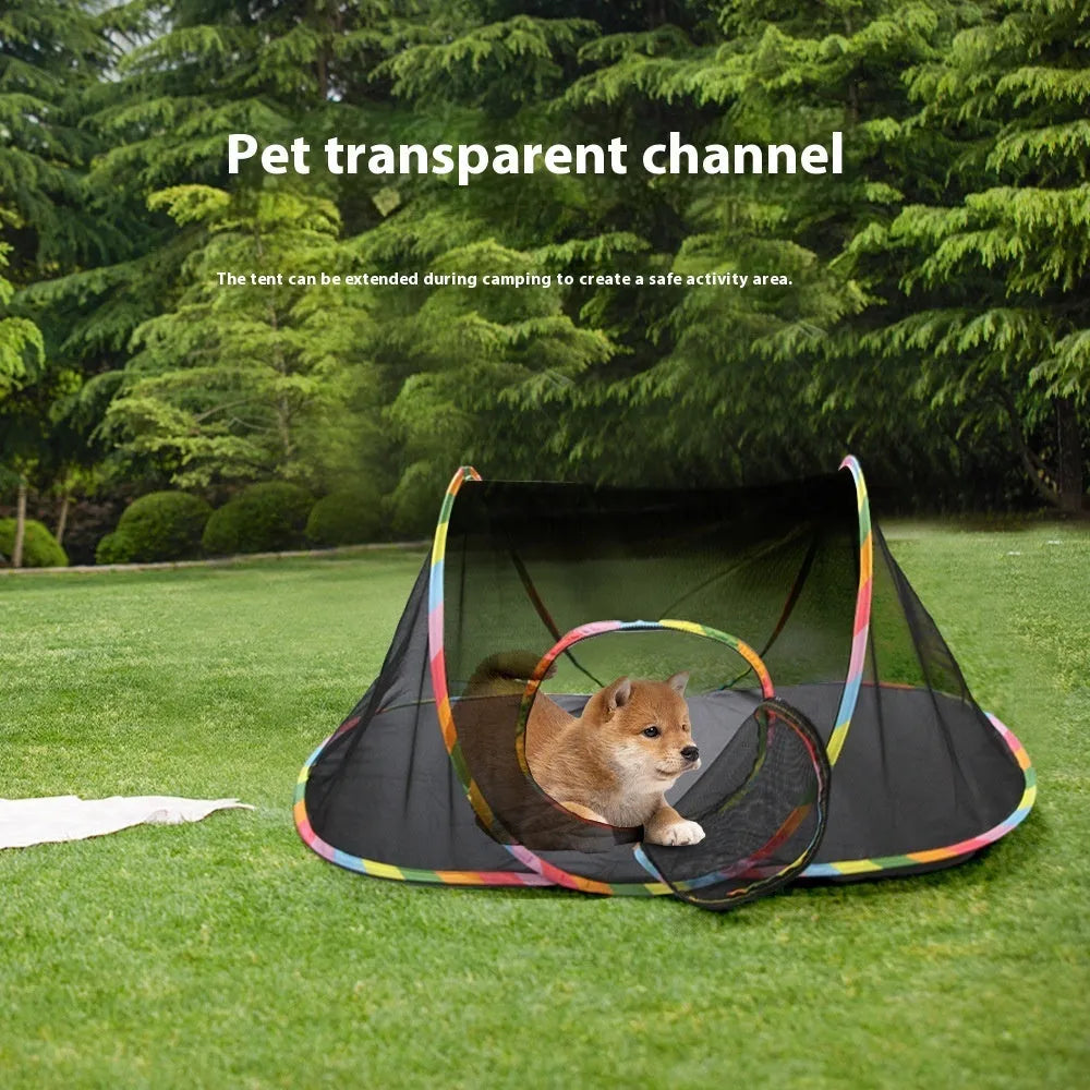 Foldable mesh cat roll cage toy showing multiple tunnel design options for indoor cat play