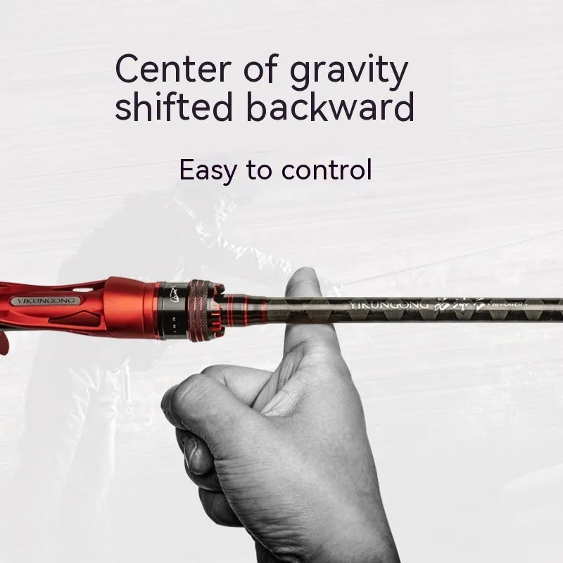 Carbon ultralight fishing rod for lure casting shown with straight handle and pikestaff handle options.