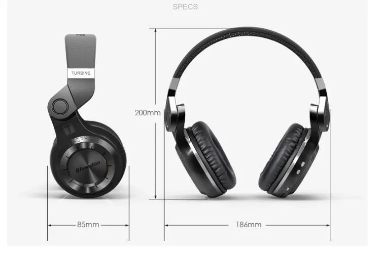Blue String T2 Smart Edition black over-ear Bluetooth headphones shown in folded position