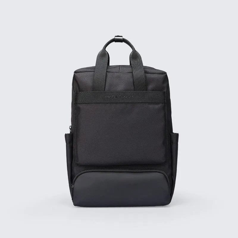 Elegant black Oxford cloth computer backpack with 20-35 litre capacity and polyester lining