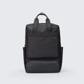 Elegant black Oxford cloth computer backpack with 20-35 litre capacity and polyester lining