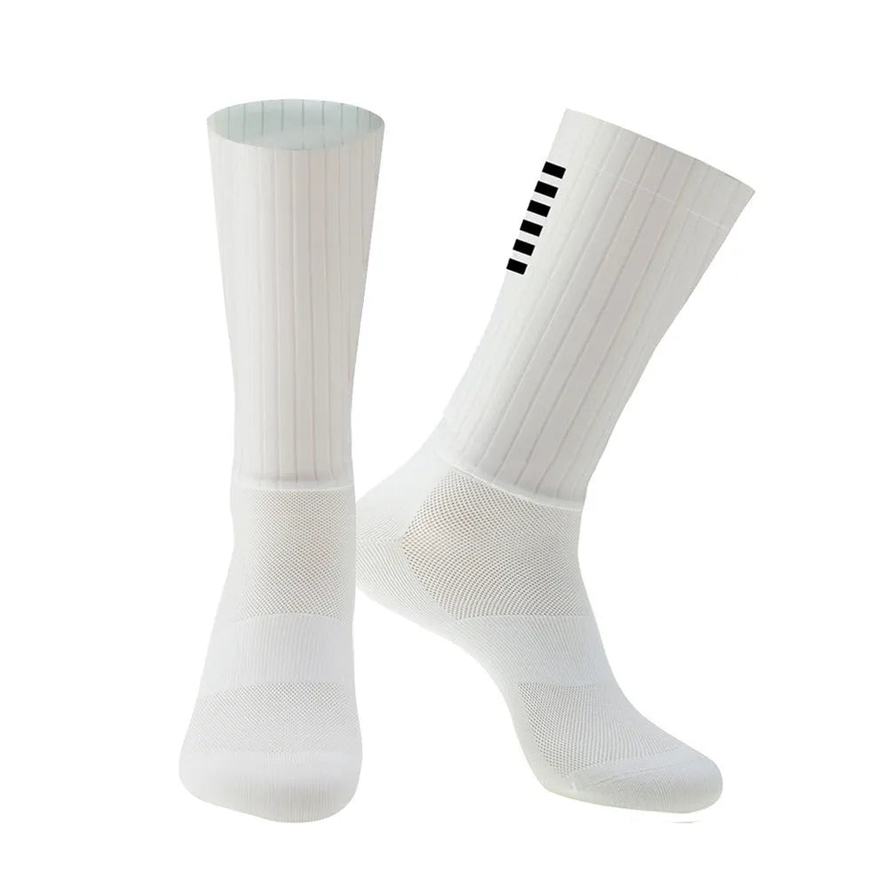 A pair of breathable athletic sports socks for cycling and running, shown in one of six available colours.
