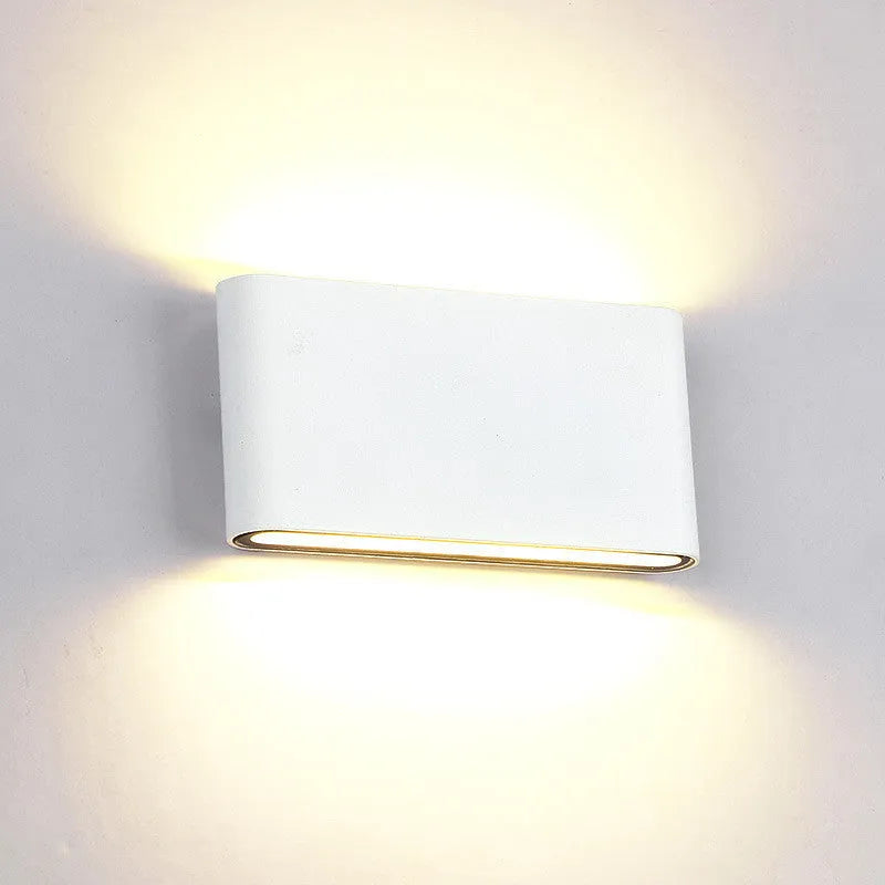 Waterproof aluminium wall light in black, size L, with warm white illumination