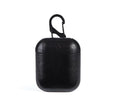Genuine leather protective case for Apple AirPods in black, brown, light brown, and red.