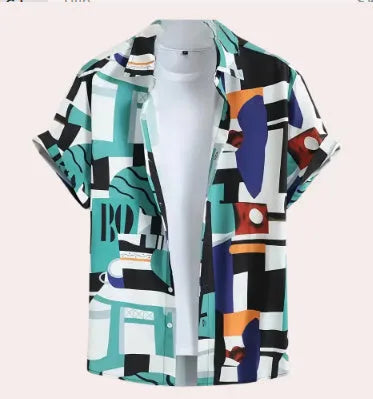 Men's camouflage pattern shirt with 3D digital stitching detail on polyester fabric