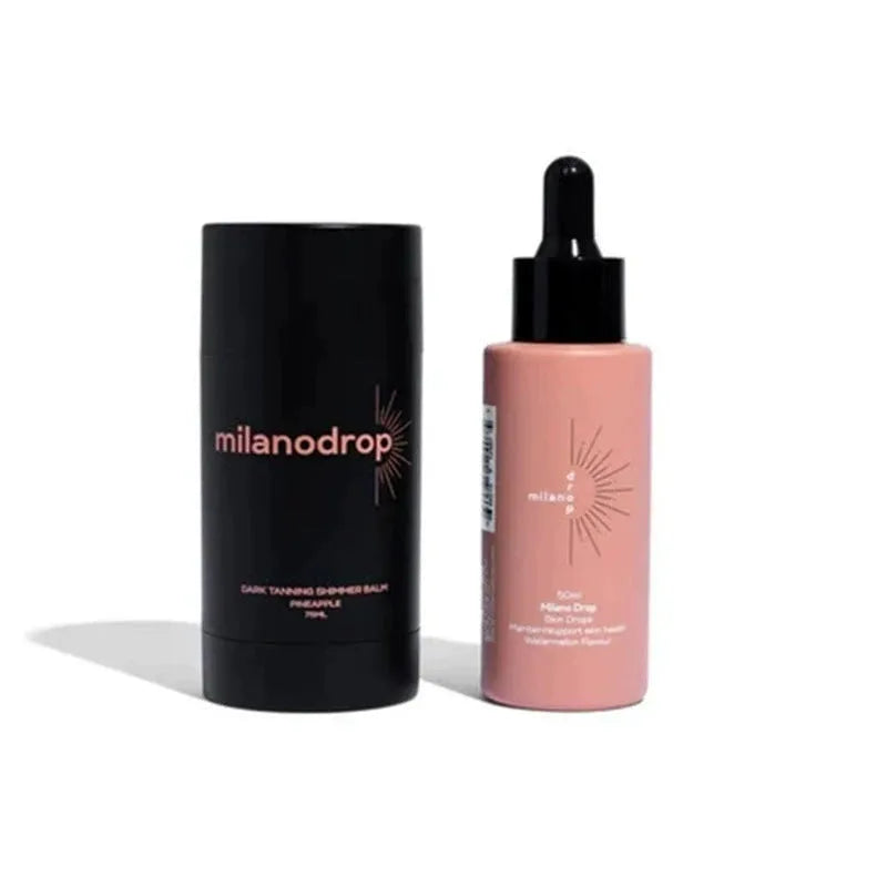 Matte sun tanning black liquid set with 50ml tanning drops and 75ml flash cream bottles