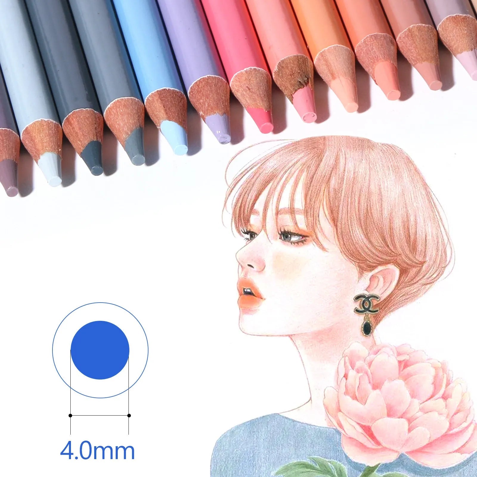 24-colour skin tone pencil set for portrait drawing in iron storage case