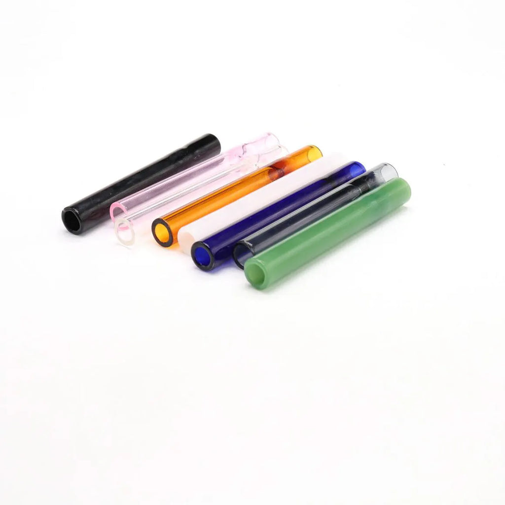 Transparent pink glass telescopic smoke pipe with clear straight suction nozzle